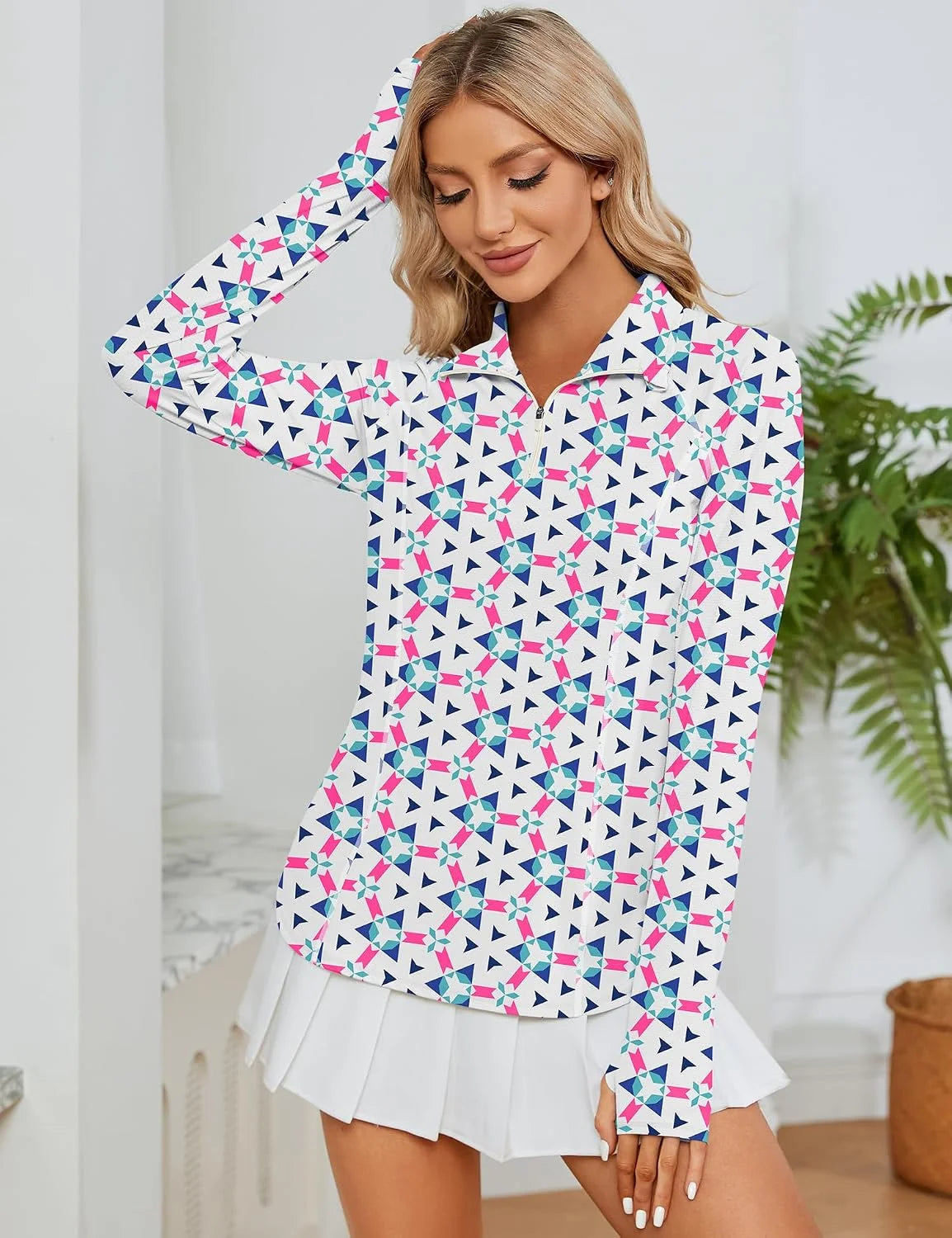 LOMON Women Long Sleeve Shirts Sun Protection 1/4 Zip Summer Quick Dry Hiking Shirts Quarter Zip Pullover for Women