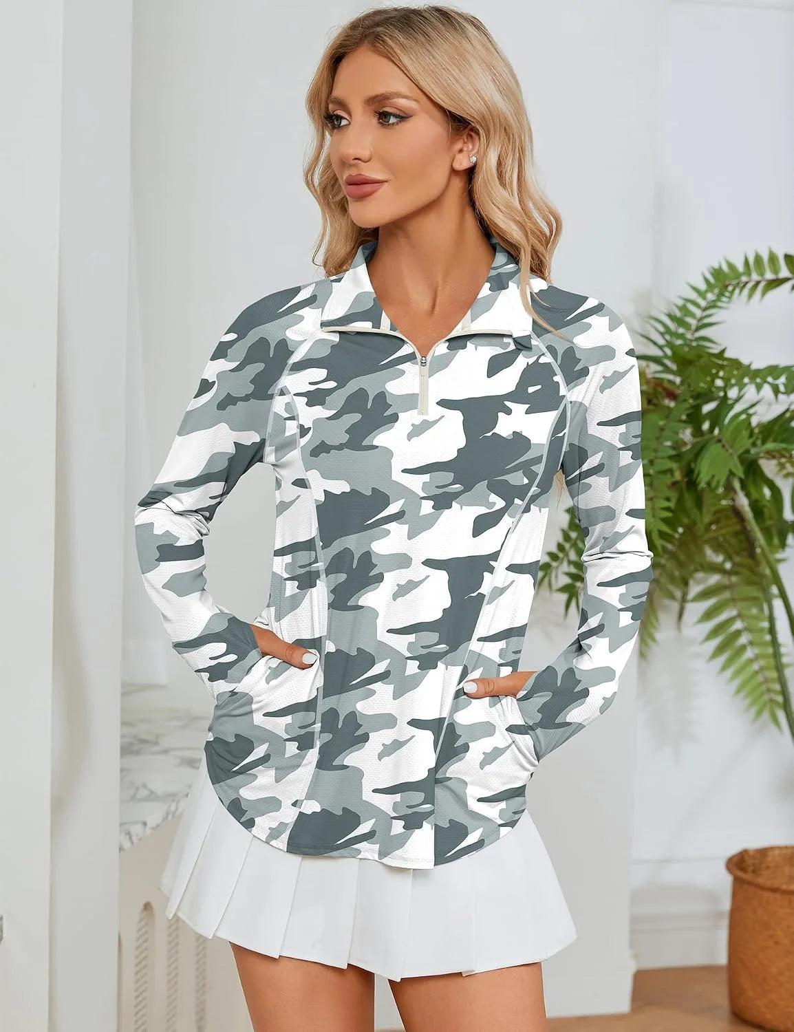 LOMON Women Long Sleeve Shirts Sun Protection 1/4 Zip Summer Quick Dry Hiking Shirts Quarter Zip Pullover for Women