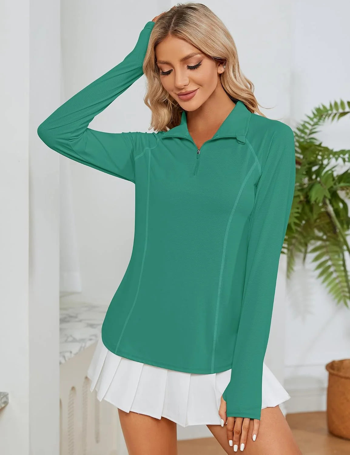 LOMON Women Long Sleeve Shirts Sun Protection 1/4 Zip Summer Quick Dry Hiking Shirts Quarter Zip Pullover for Women