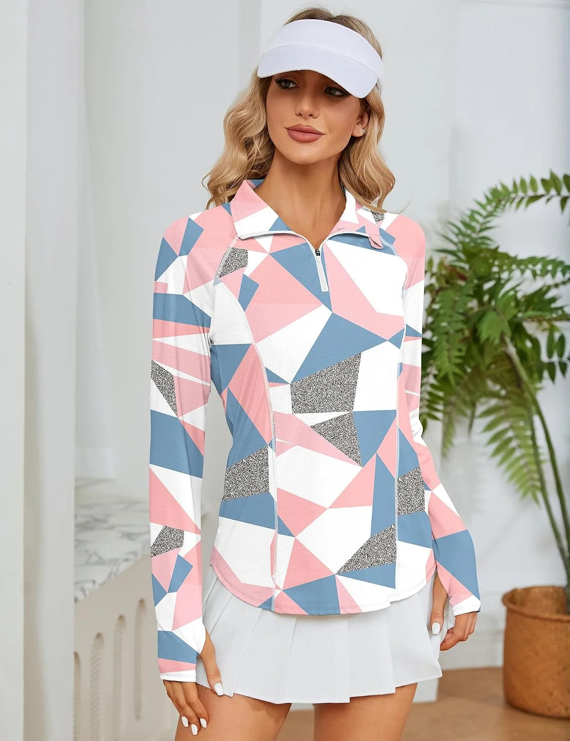 LOMON Women Long Sleeve Shirts Sun Protection 1/4 Zip Summer Quick Dry Hiking Shirts Quarter Zip Pullover for Women