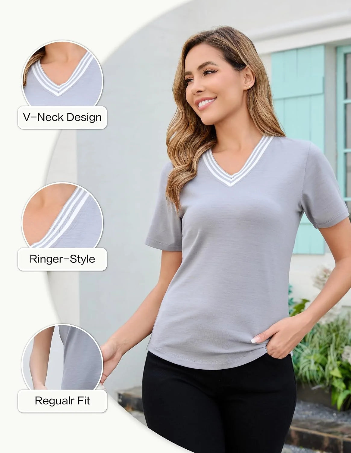 Merino Wool Tops for Women, Short Sleeve Casual and Workout Shirts