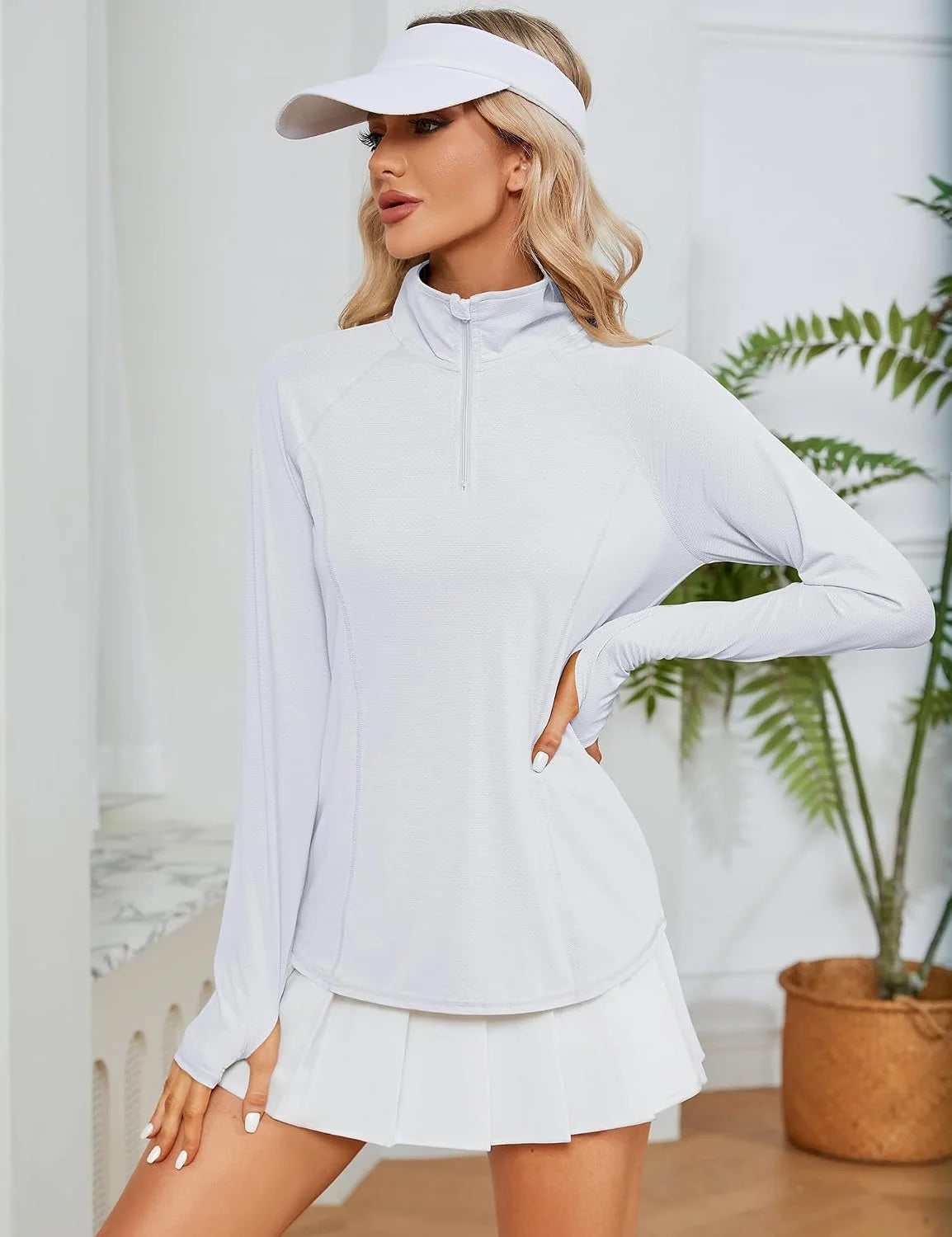 LOMON Women Long Sleeve Shirts Sun Protection 1/4 Zip Summer Quick Dry Hiking Shirts Quarter Zip Pullover for Women