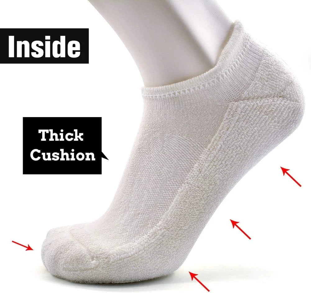 Busy Socks Merino Wool Compression Support Ankle Running Hiking Socks for Men Women, Soft Thick Cushion Tab Socks 3/6 Pairs