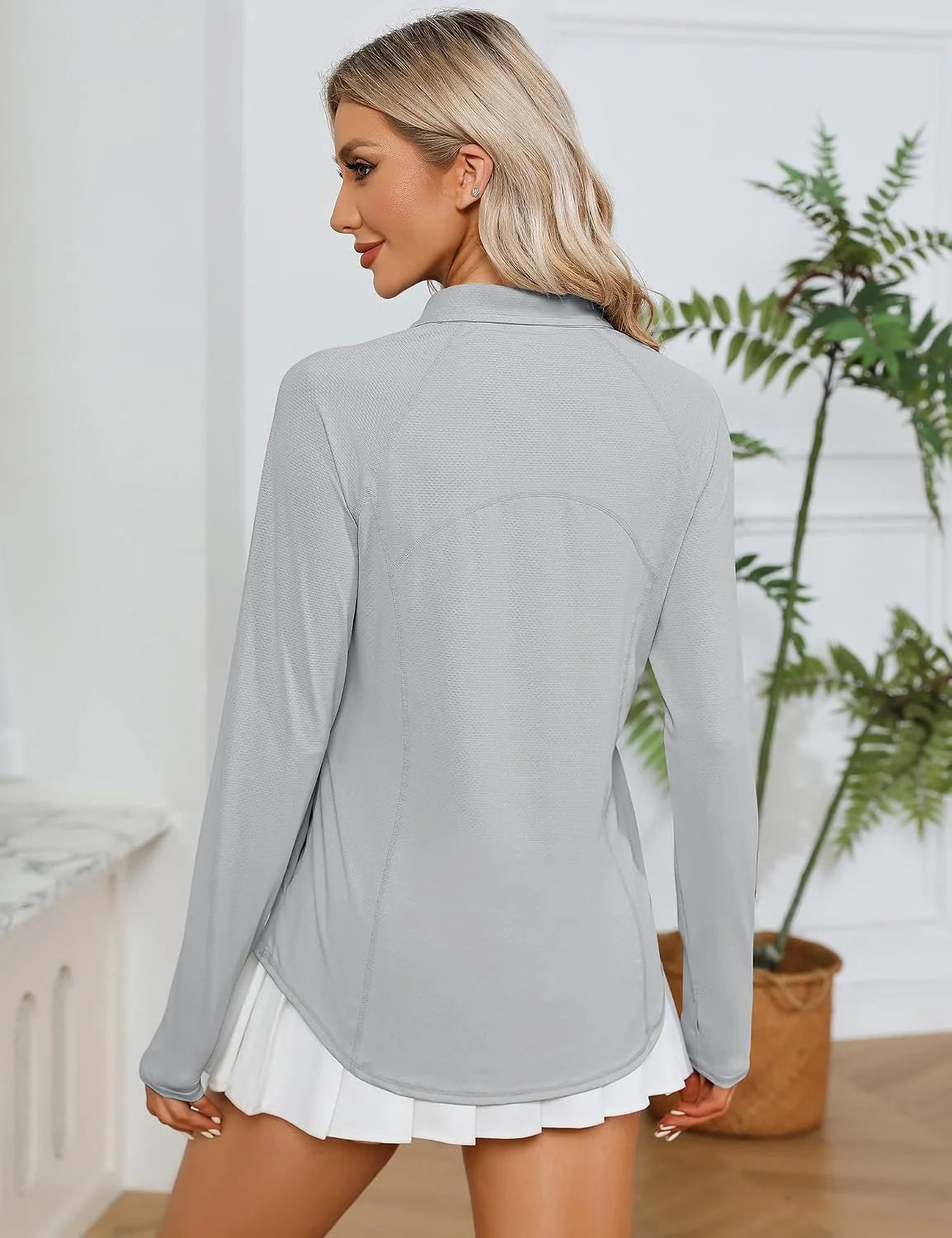 LOMON Women Long Sleeve Shirts Sun Protection 1/4 Zip Summer Quick Dry Hiking Shirts Quarter Zip Pullover for Women