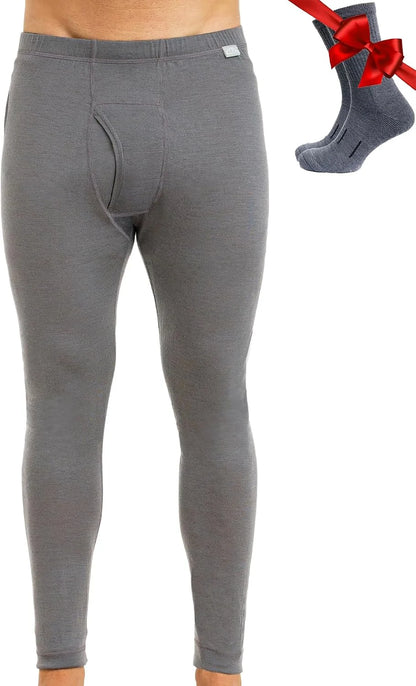 100% Merino Wool Base Layer Mens Pants - Thermal Underwear Long Johns