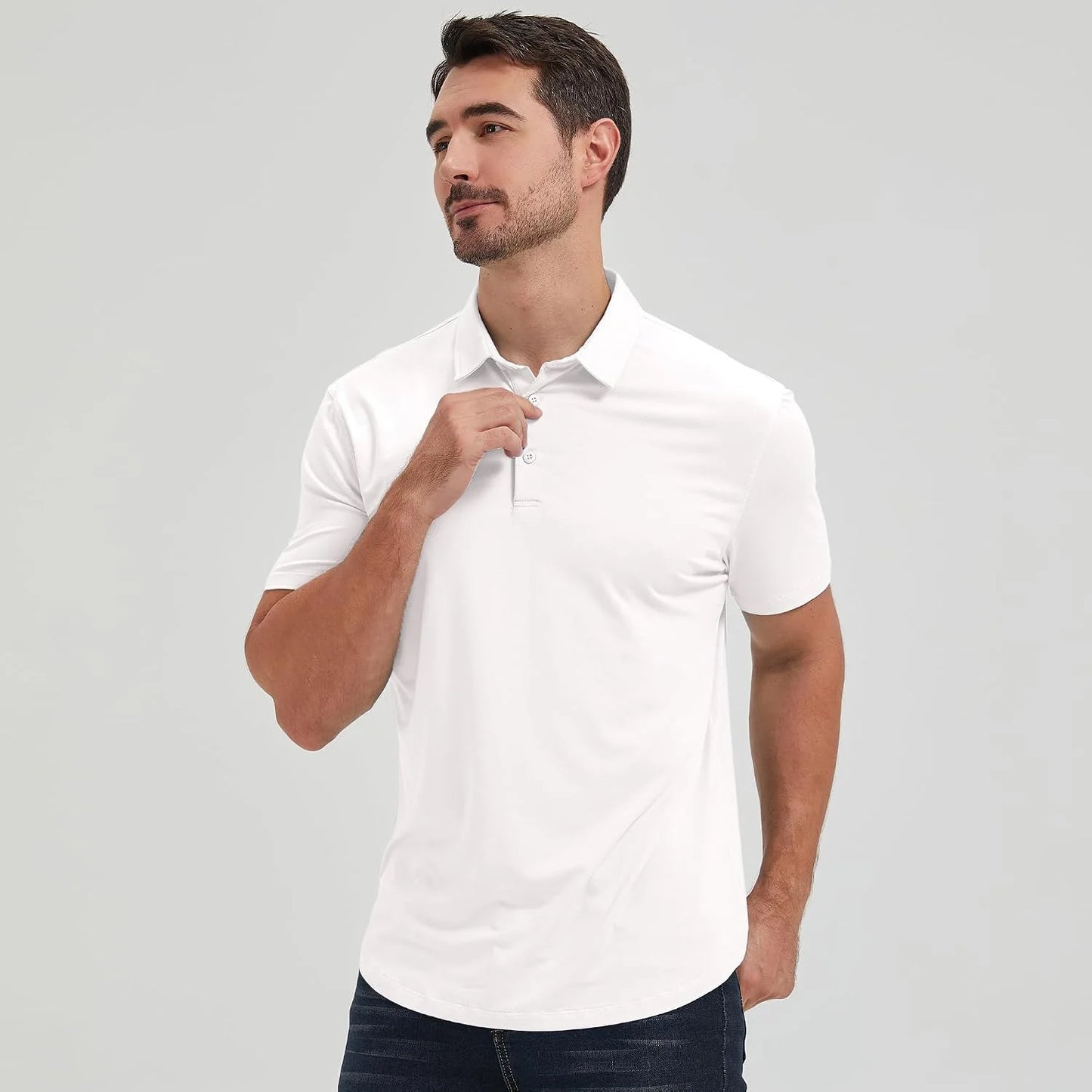 netdraw Men's Ultra Soft Bamboo Viscose Polo Curved Hem S-3XL