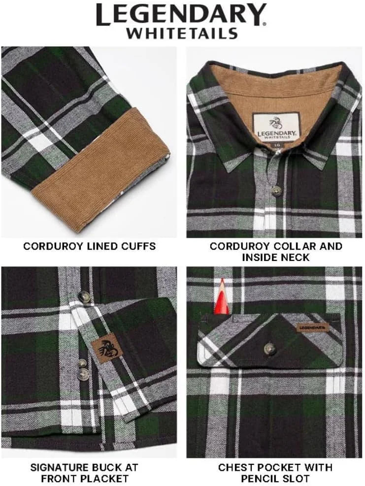Legendary Whitetails Mens Flannel Long Sleeve Button Down 100% Cotton Shirt