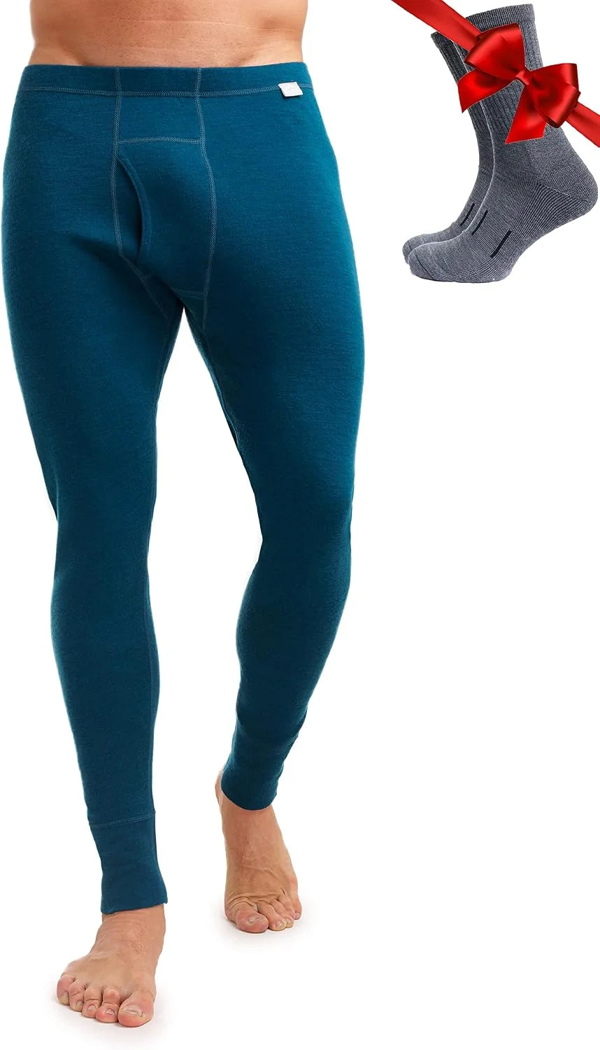 100% Merino Wool Base Layer Mens Pants - Thermal Underwear Long Johns