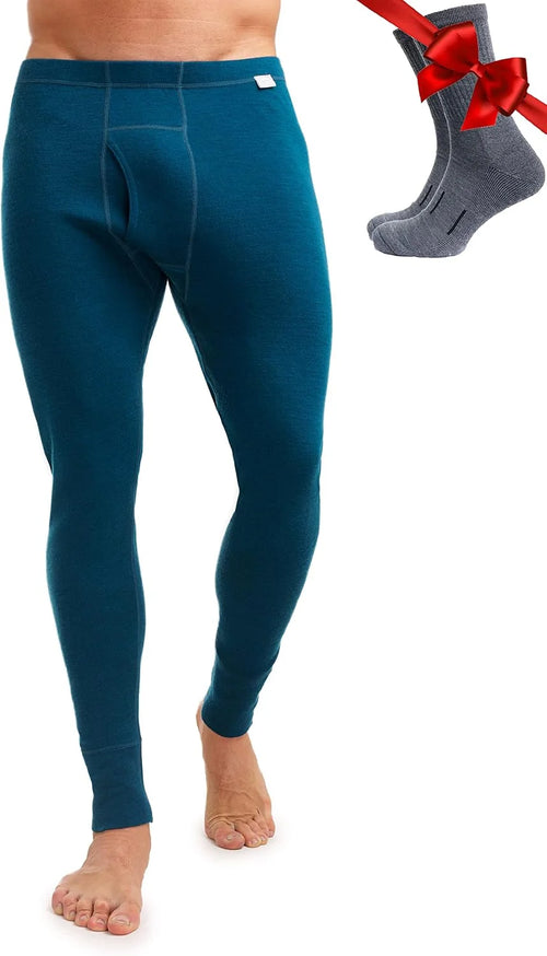 100% Merino Wool Base Layer Mens Pants - Thermal Underwear Long Johns | Lightweight, Midweight, Heavyweight Base Layer, Breathable Leggings, Odor-Resistant Wool, Ideal for Hiking, Skiing, Winter