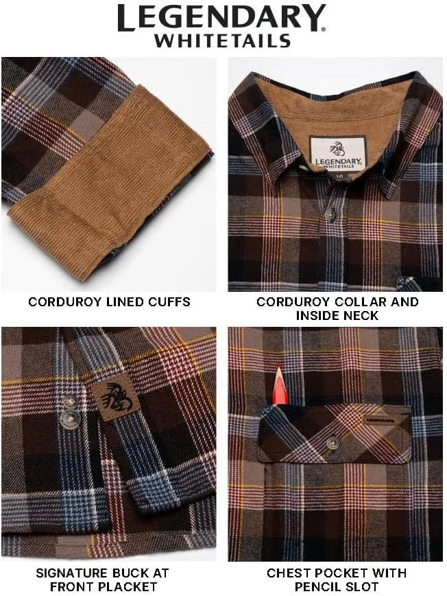 Legendary Whitetails Mens Flannel Long Sleeve Button Down 100% Cotton Shirt