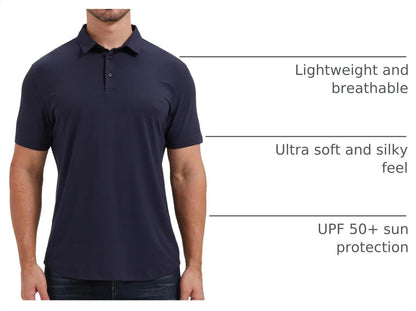 netdraw Men's Ultra Soft Bamboo Viscose Polo Curved Hem S-3XL