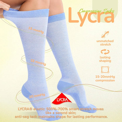 Merino Wool Compression Socks for Women Men 15-20 mmHg for flying