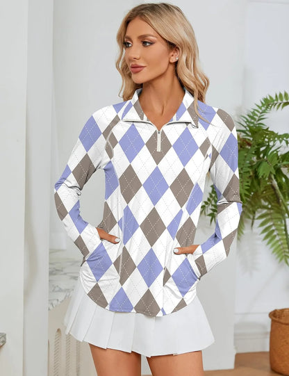 LOMON Women Long Sleeve Shirts Sun Protection 1/4 Zip Summer Quick Dry Hiking Shirts Quarter Zip Pullover for Women