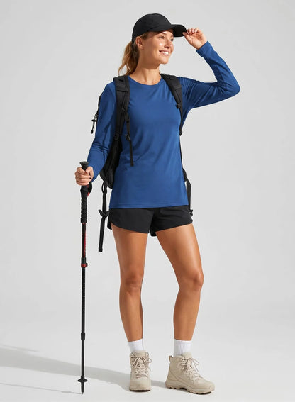 Merino Wool Shirt Women Lightweight Breathable Basic Tees Long Sleeve Sun Protection Shirts