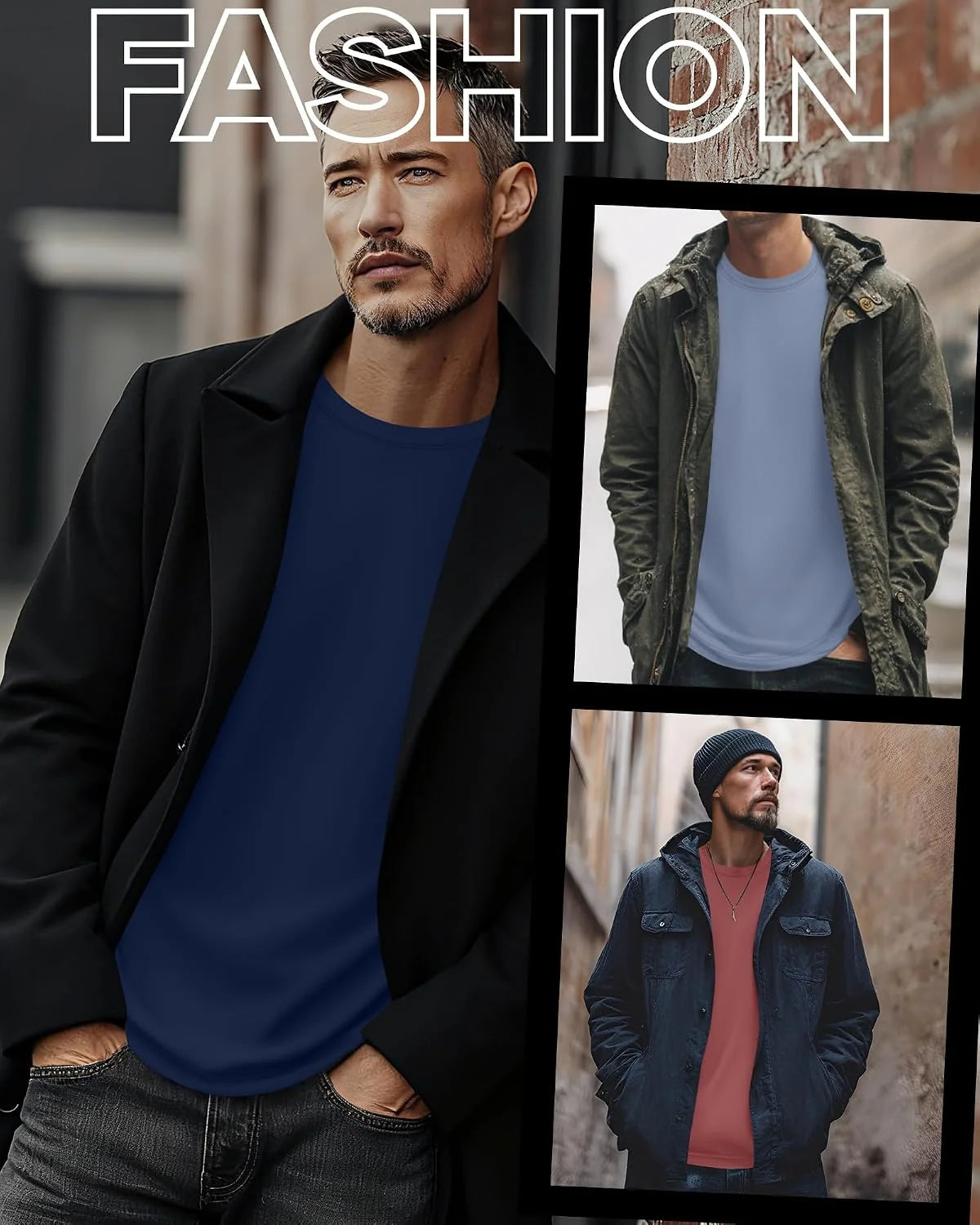3 Pack Mens Long Sleeve Thermal Shirts Crew Neck Tops