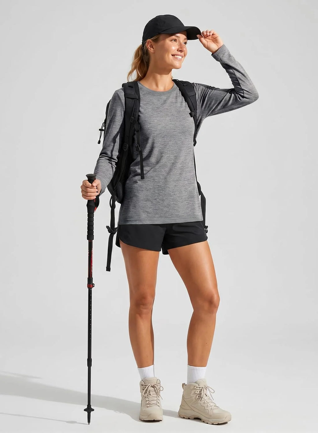 Merino Wool Shirt Women Lightweight Breathable Basic Tees Long Sleeve Sun Protection Shirts