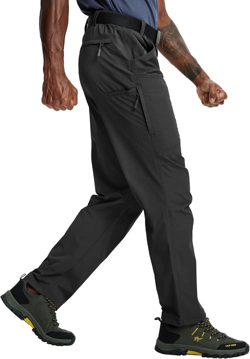 Mens Hiking Pants Lightweight Cargo Work Tactical Nylon Stretch Waterproof Quick Dry Fishing Travel Outdoor 6 Pockets