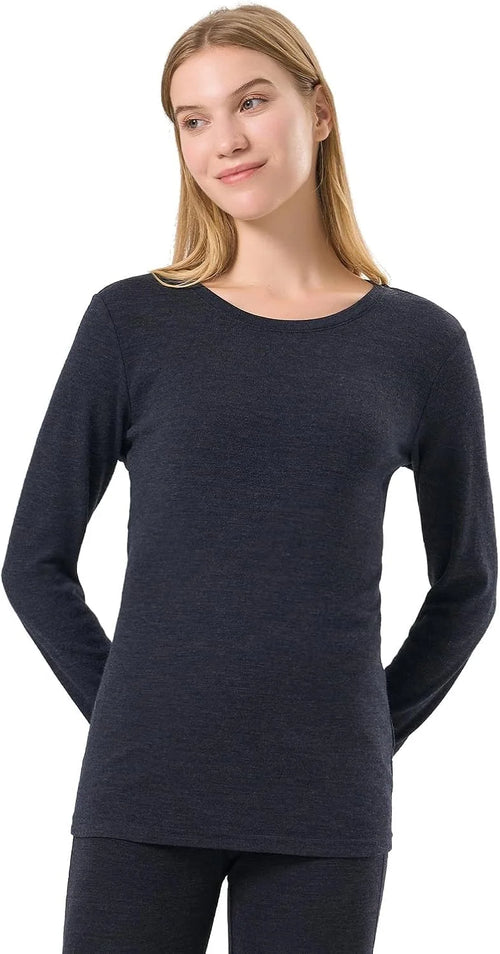 100% Merino Wool Base Layer Women Soft Thermal Long Sleeve Everyday Shirt