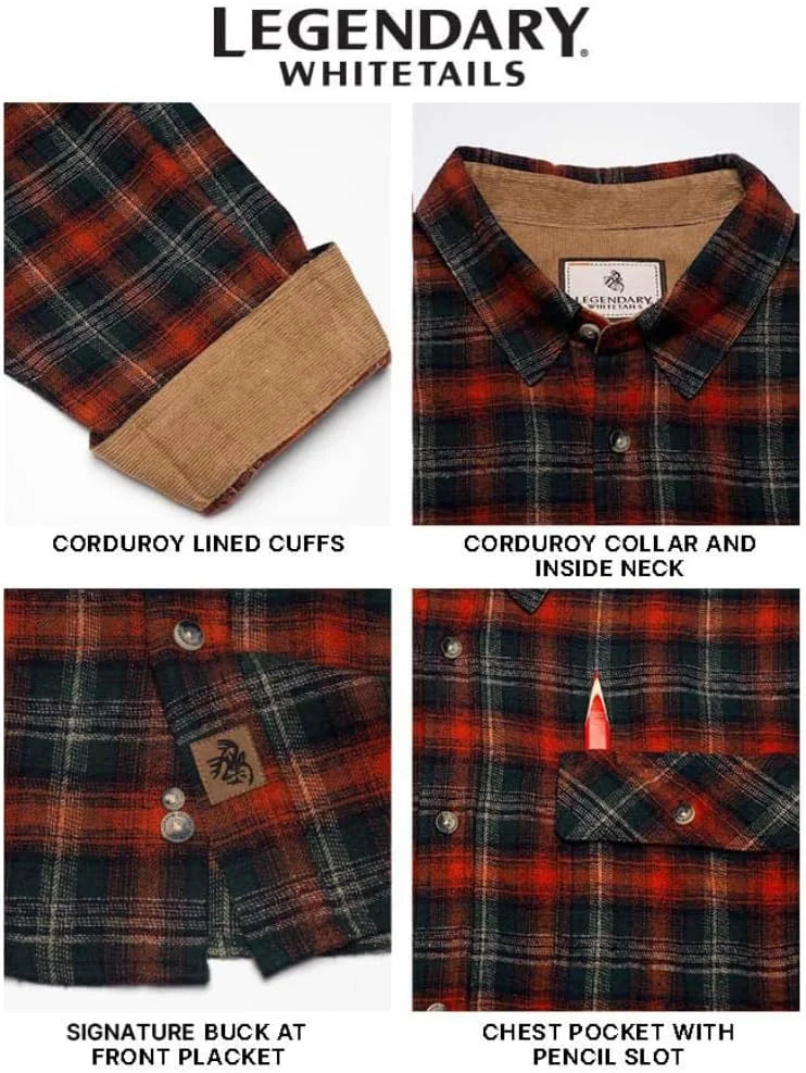 Legendary Whitetails Mens Flannel Long Sleeve Button Down 100% Cotton Shirt