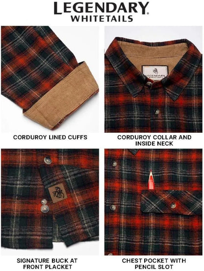 Legendary Whitetails Mens Flannel Long Sleeve Button Down 100% Cotton Shirt