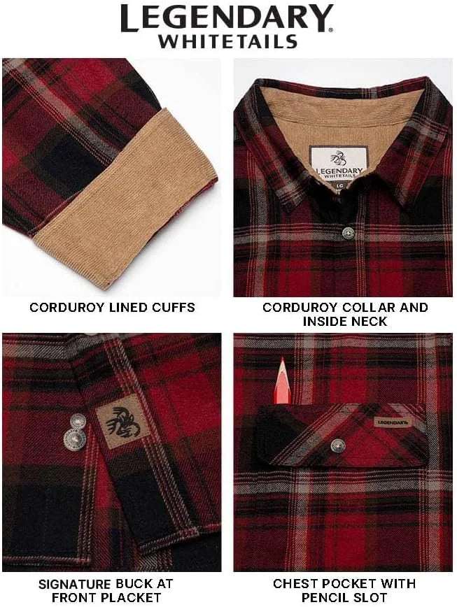 Legendary Whitetails Mens Flannel Long Sleeve Button Down 100% Cotton Shirt