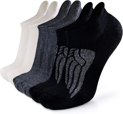 Busy Socks Merino Wool Compression Support Ankle Running Hiking Socks for Men Women, Soft Thick Cushion Tab Socks 3/6 Pairs