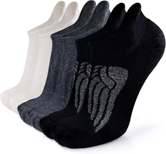 Busy Socks Merino Wool Compression Support Ankle Running Hiking Socks for Men Women, Soft Thick Cushion Tab Socks 3/6 Pairs
