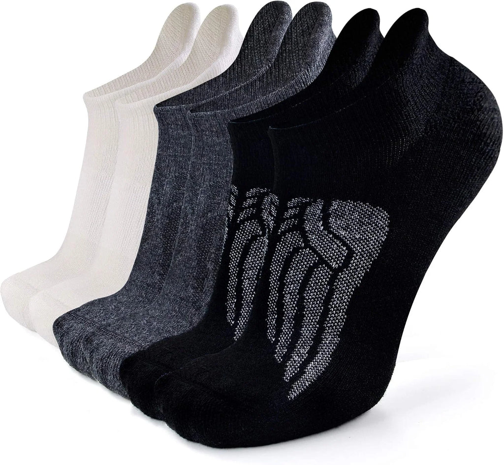 Busy Socks Merino Wool Compression Support Ankle Running Hiking Socks for Men Women, Soft Thick Cushion Tab Socks 3/6 Pairs