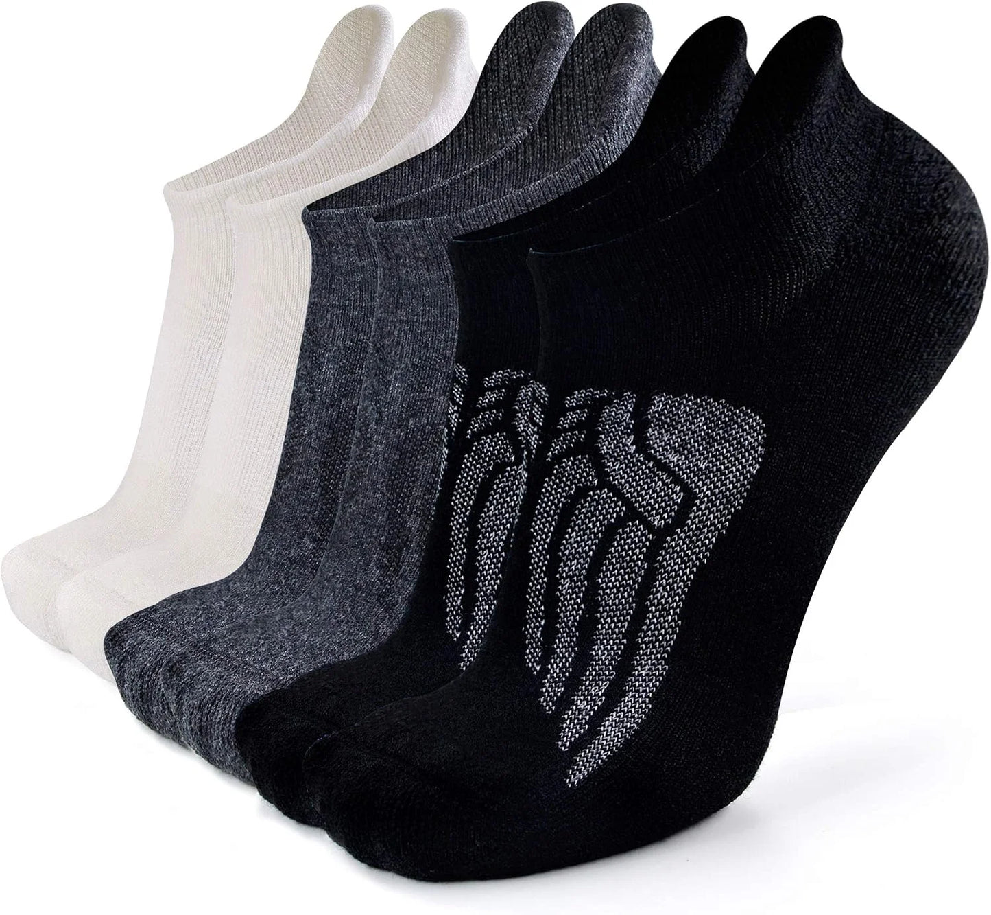 Busy Socks Merino Wool Compression Support Ankle Running Hiking Socks for Men Women, Soft Thick Cushion Tab Socks 3/6 Pairs
