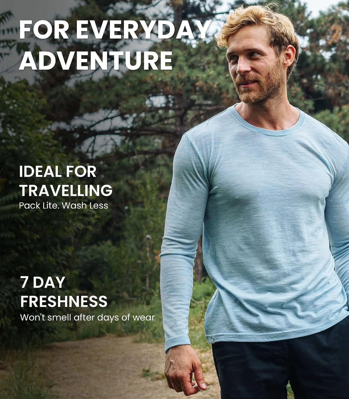 100% Merino Wool Base Layer Mens - Long Sleeve Thermal Shirts with Socks