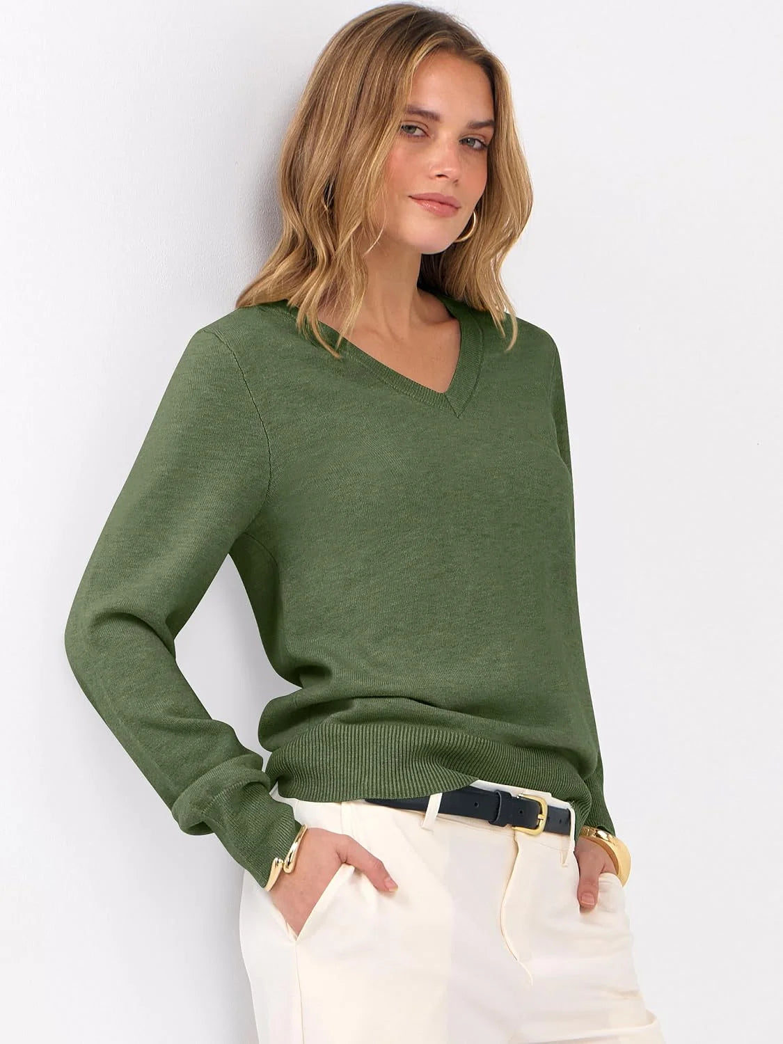 ANRABESS Women’s Fall Long Sleeve V Neck Light Sweaters