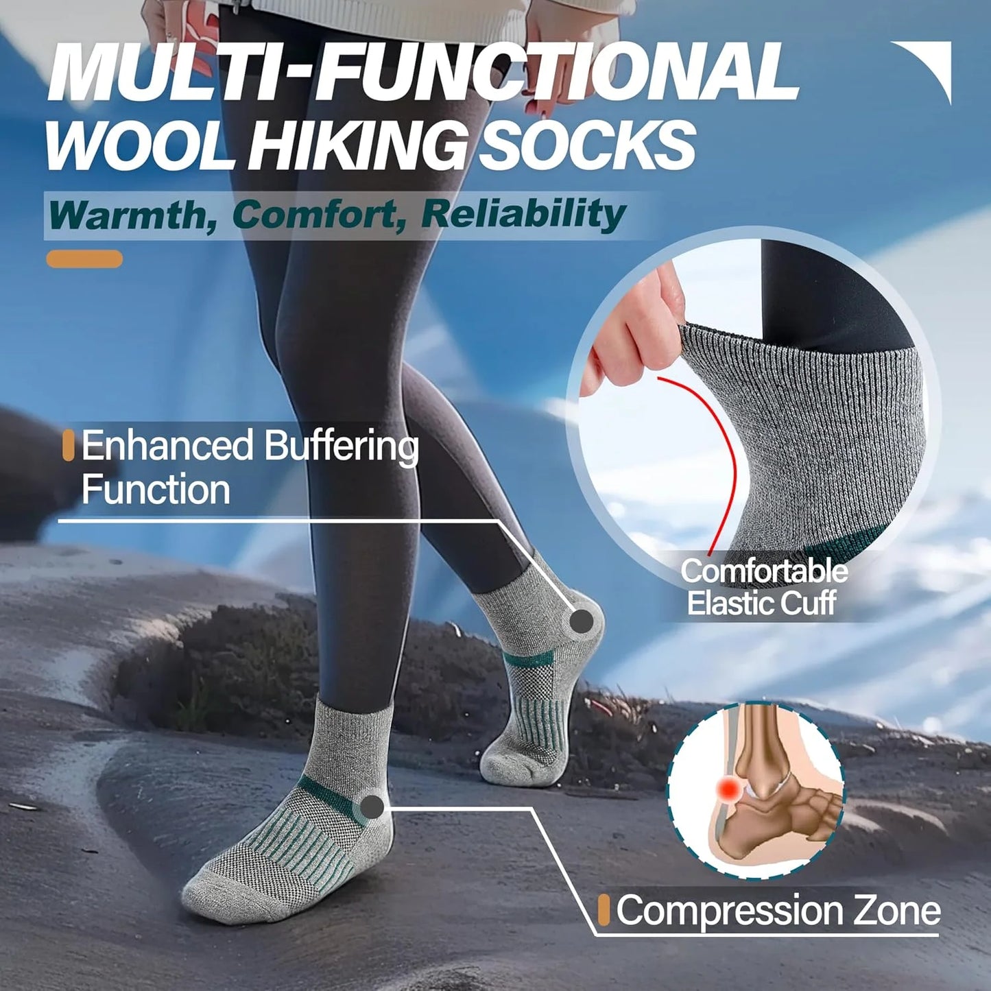 Anlisim Merino Wool Ankle Running Hiking Socks for Women and Men