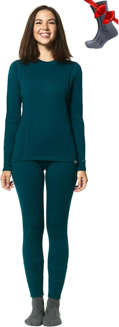 100% Merino Wool Base Layer Women Set - Thermal Underwear Women Top, Bottom | Lightweight, Midweight, Heavyweight Base Layer, Moisture-Wicking, Breathable Active Underwear, Hiking, Skiing, Camping