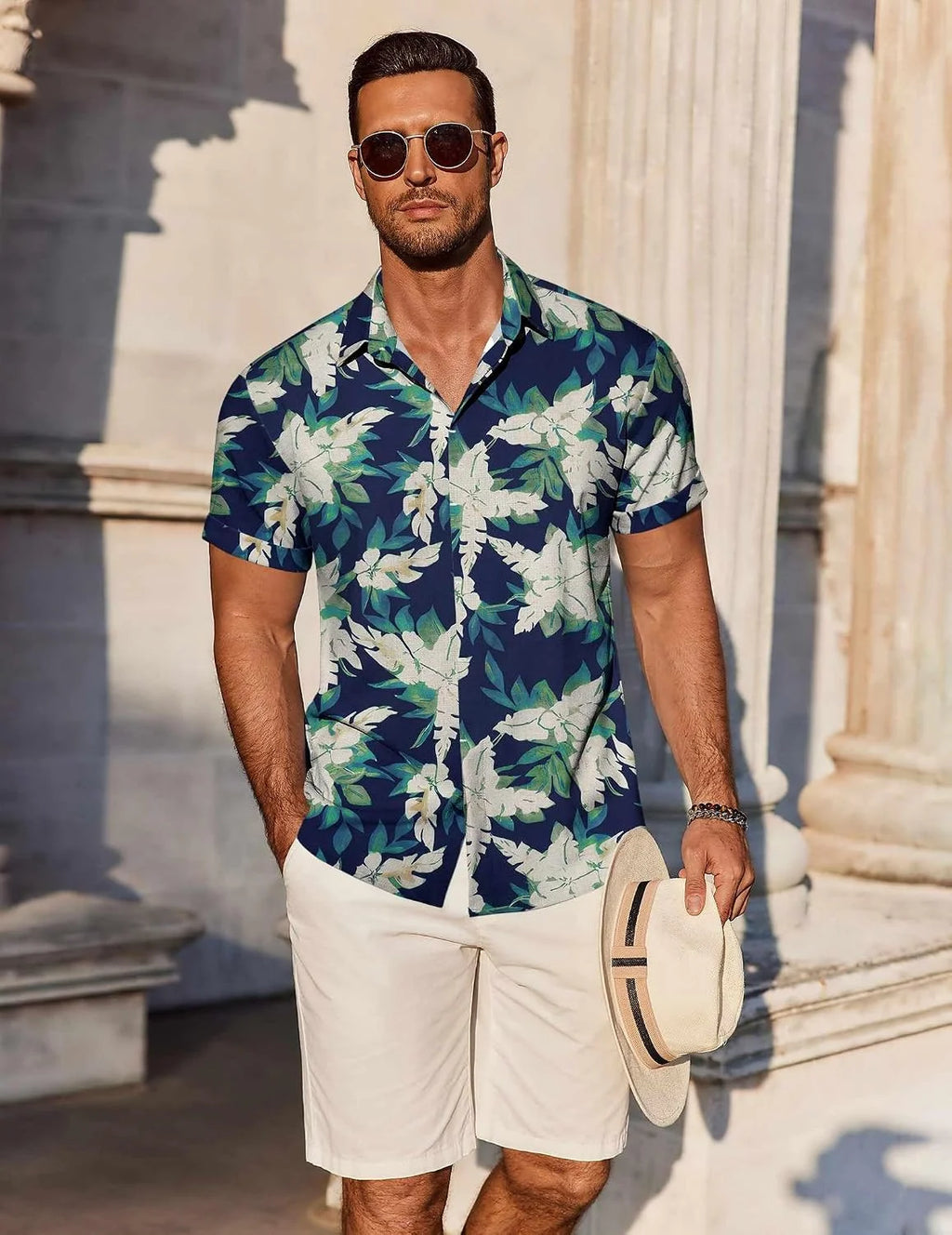 COOFANDY Men's Linen Shirts Short Sleeve Casual Shirts Button Down Shirt for Men Beach Summer Wedding Shirt