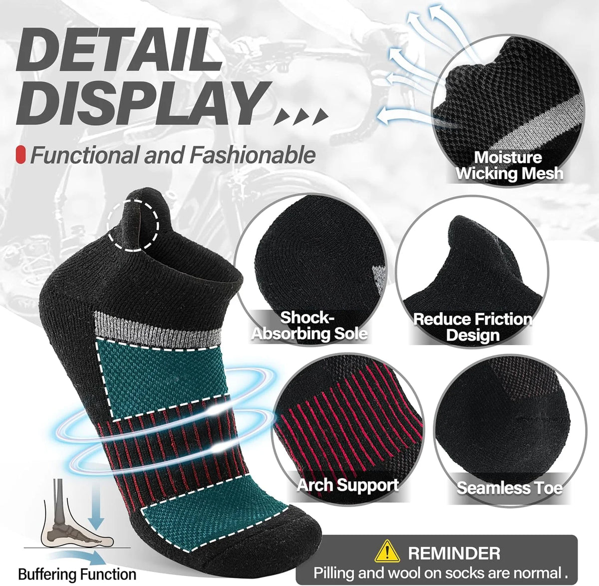 Anlisim Merino Wool Ankle Running Hiking Socks for Women and Men