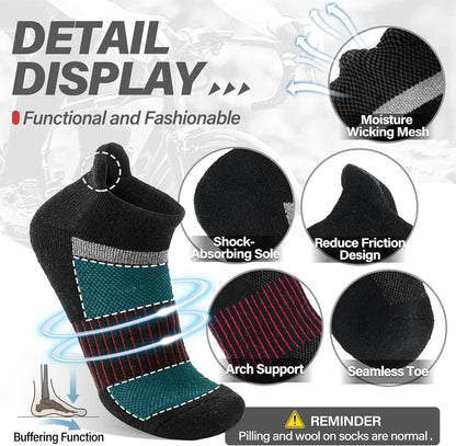Anlisim Merino Wool Ankle Running Hiking Socks for Women and Men