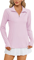 LOMON Women Long Sleeve Shirts Sun Protection 1/4 Zip Summer Quick Dry Hiking Shirts Quarter Zip Pullover for Women