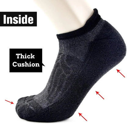 Busy Socks Merino Wool Compression Support Ankle Running Hiking Socks for Men Women, Soft Thick Cushion Tab Socks 3/6 Pairs