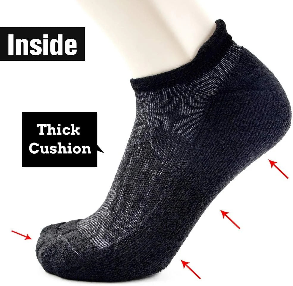 Busy Socks Merino Wool Compression Support Ankle Running Hiking Socks for Men Women, Soft Thick Cushion Tab Socks 3/6 Pairs