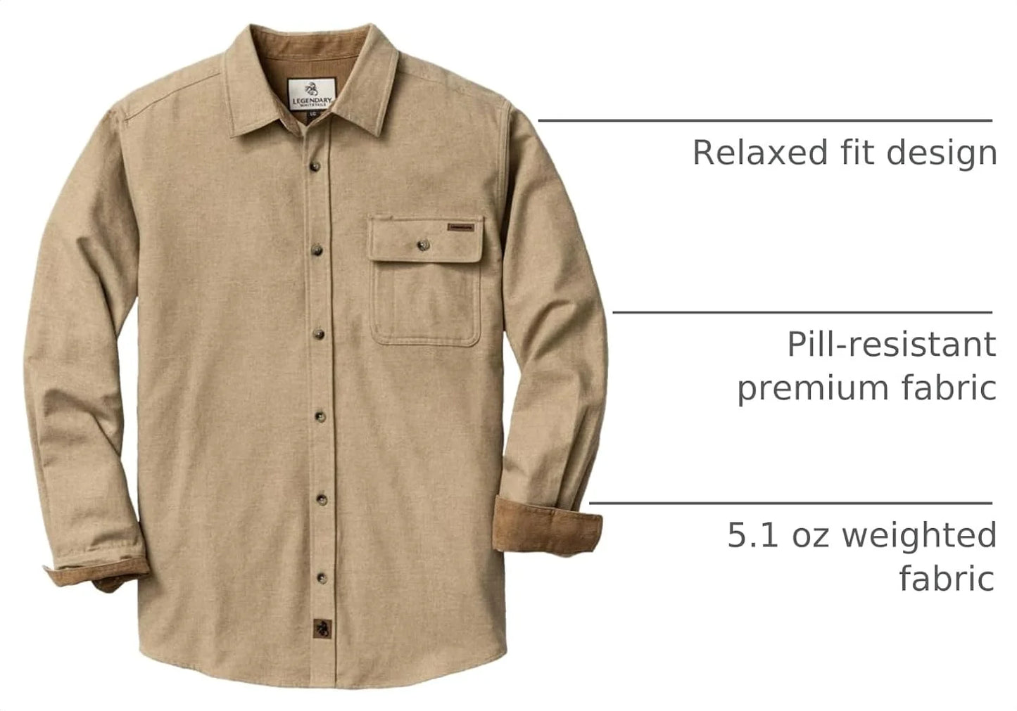 Legendary Whitetails Mens Flannel Long Sleeve Button Down 100% Cotton Shirt