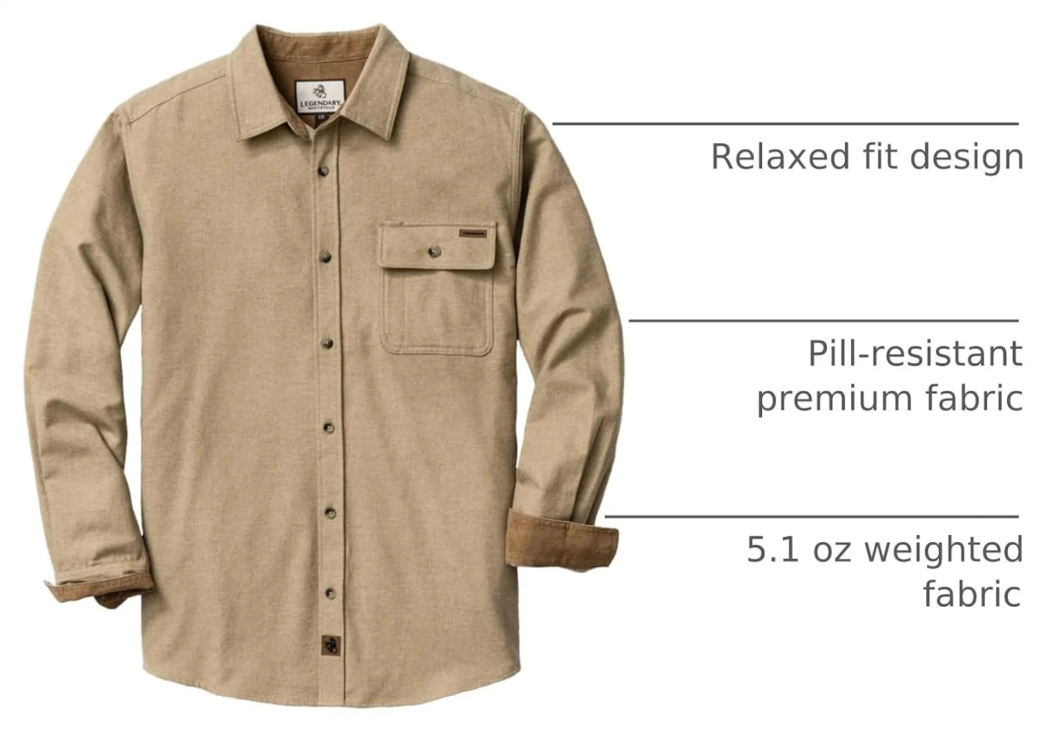 Legendary Whitetails Mens Flannel Long Sleeve Button Down 100% Cotton Shirt