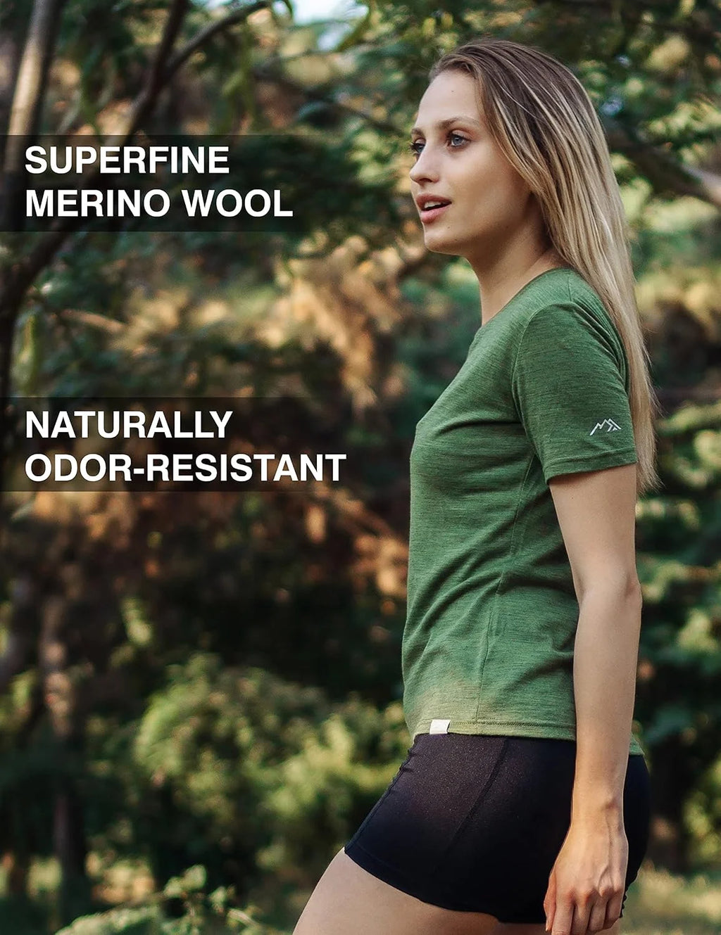 100% Merino Wool Shirt Women - Short Sleeve Tee Base Layer Top Undershirt