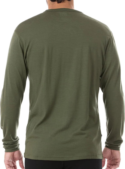 100% Merino Wool - Men's Long Sleeve Crew Shirt - Thermal Base Layer