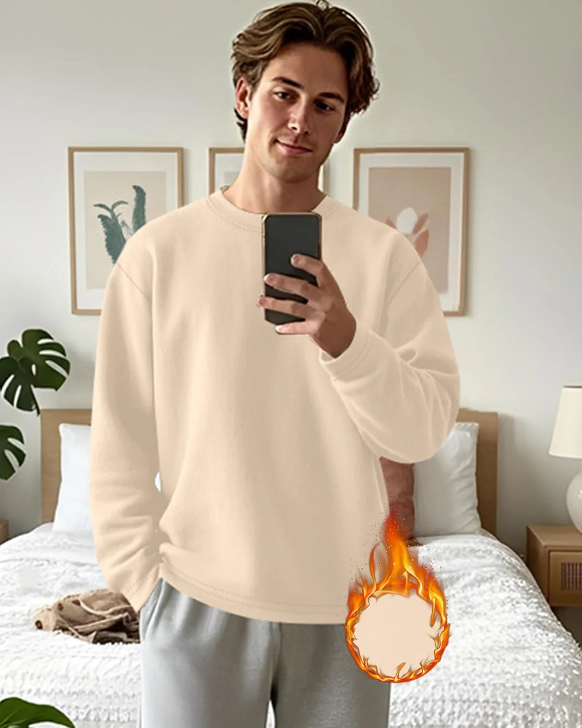 3 Pack Mens Long Sleeve Thermal Shirts Crew Neck Tops