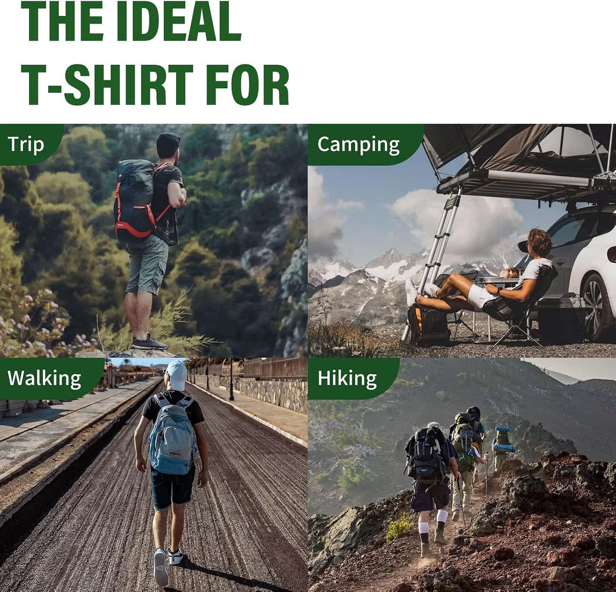 Merino Protect 100% Merino Wool T Shirts for Men Odor Resistance Base Layer Hiking Travel T-Shirt Soft Undershirt