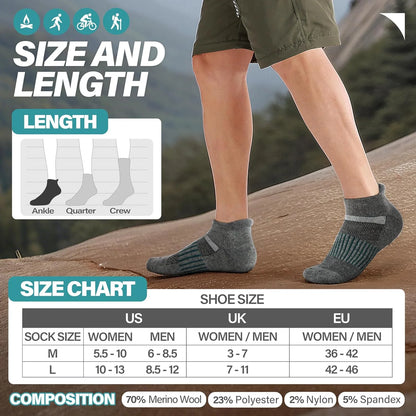 Anlisim Merino Wool Ankle Running Hiking Socks for Women and Men