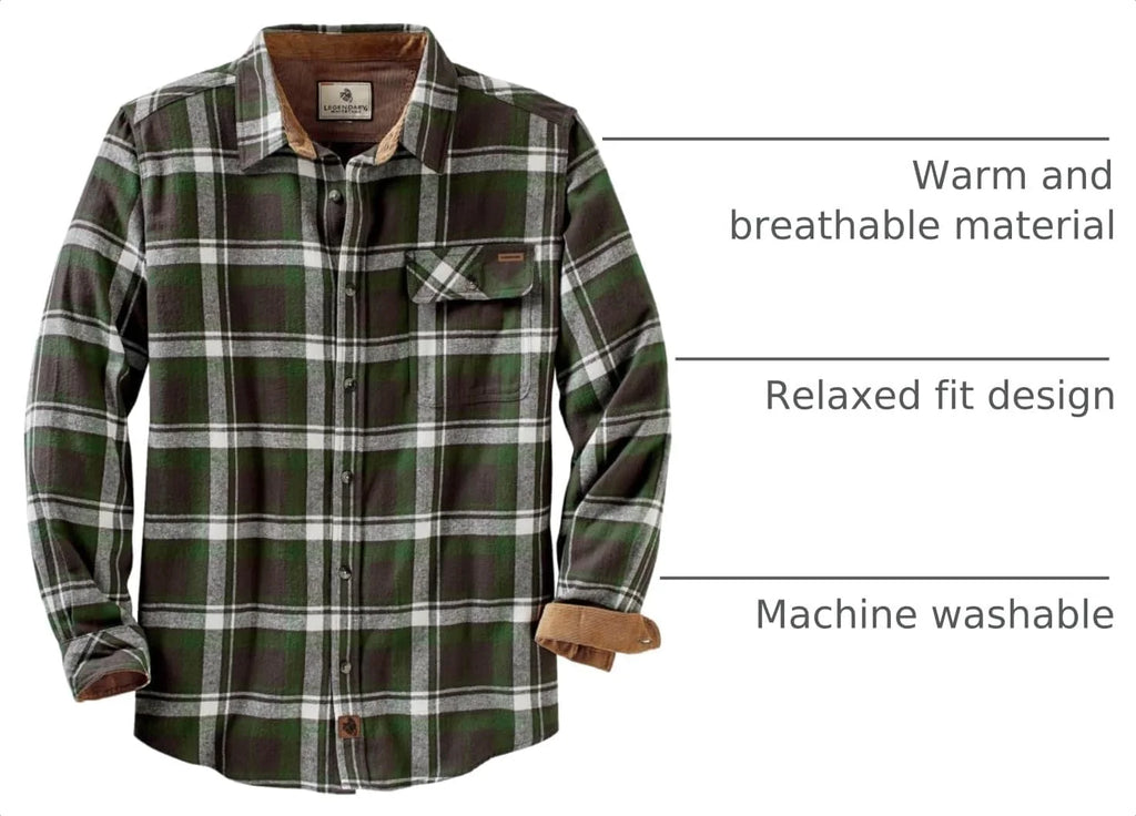 Legendary Whitetails Mens Flannel Long Sleeve Button Down 100% Cotton Shirt