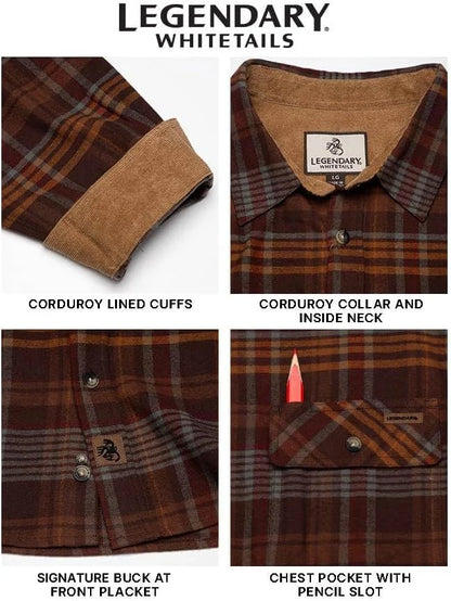 Legendary Whitetails Mens Flannel Long Sleeve Button Down 100% Cotton Shirt