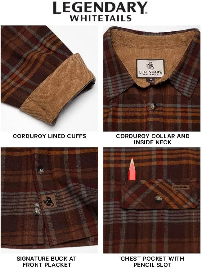 Legendary Whitetails Mens Flannel Long Sleeve Button Down 100% Cotton Shirt