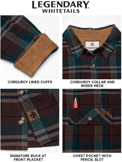 Legendary Whitetails Mens Flannel Long Sleeve Button Down 100% Cotton Shirt